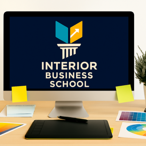 Werkruimte met iMac en logo